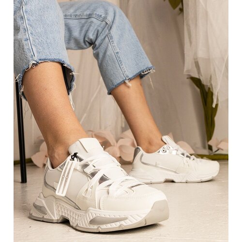 Gemre White women's sneakers on a chunky sole Balika Cene