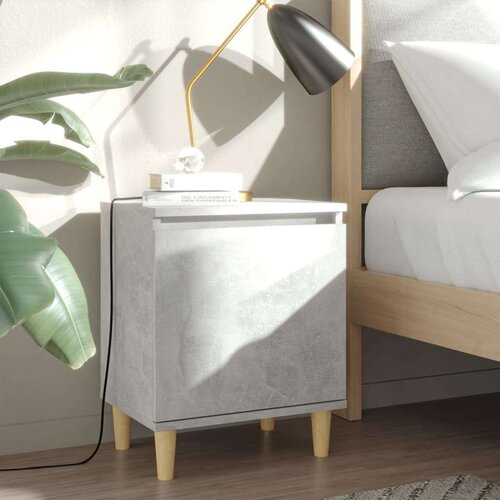 vidaXL noćni ormarić s drvenim nogama siva boja betona 40 x 30 x 50 cm Cijene