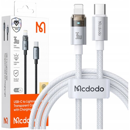 Promate MCDODO USB-C KABEL ZA HITRO POLNJENJE ZA IPHONE LIGHTNING 36W 1M LED BELA, (5000259908) Cene