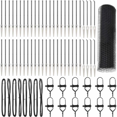 vidaXL heksagonalna ograja siva 1x100 m jeklo, kovinski kolci s konico 13 kos Ø32 mm 120 cm pocinkano jeklo Cene