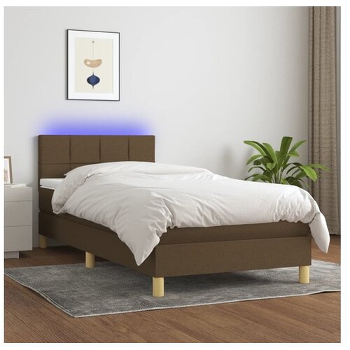  Krevet box spring s madracem LED tamnosmeđi 100x200 cm tkanina Cene