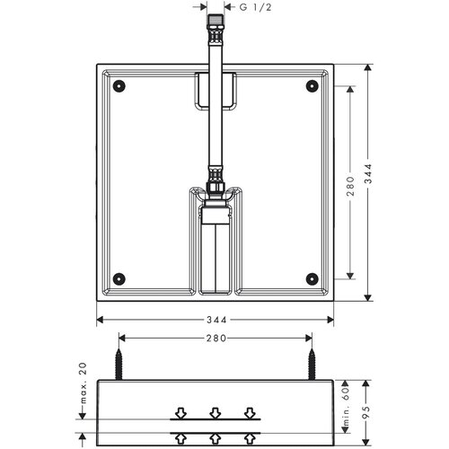 Hansgrohe 26254180 Raindance E Basic podometna enota za nadglavno prho 400/400 Cene