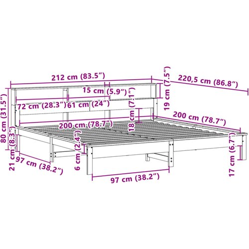  Okvir kreveta bez madraca bijeli 200x200 cm od masivne borovine Slike