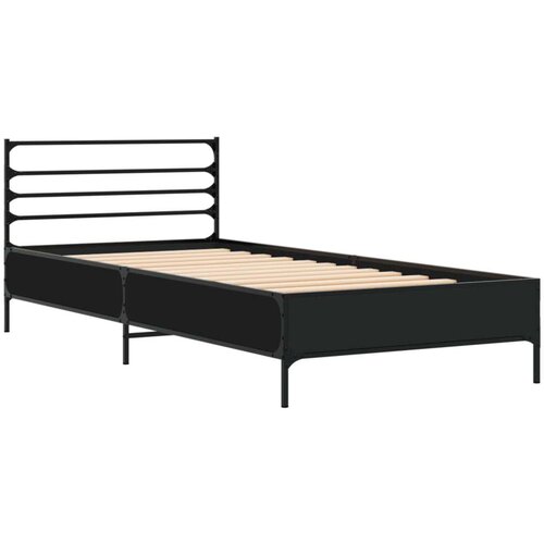 VidaXL Okvir kreveta crni 90 x 200 cm konstruirano drvo i metal Slike