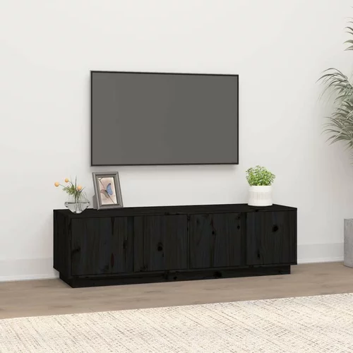 TV ormarić crni 140 x 40 x 40 cm od masivne borovine