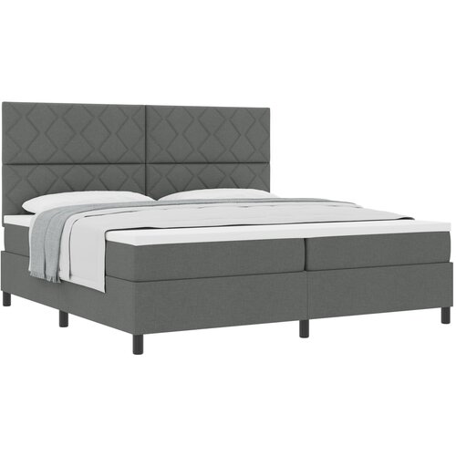 VidaXL Postelja z vzmetjo z vzmetnico Temno siva 200x200 cm Tkanina, (22083313) Slike