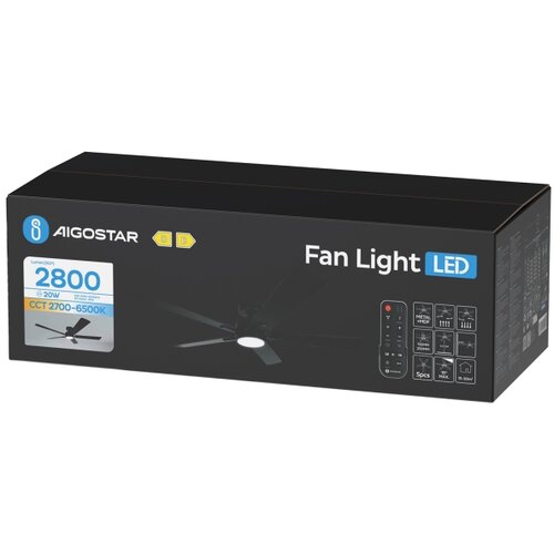  Aigostar-LED Prigu&amp;scaron;iva stropni ventilator LED/20W/230V 2700-6500K 132cm+DO crna Slike