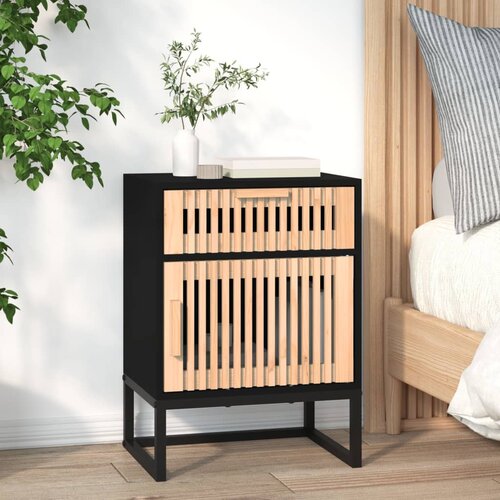 vidaXL Noćni ormarić crni 40x30x55 5 cm konstruirano drvo i željezo Cijene