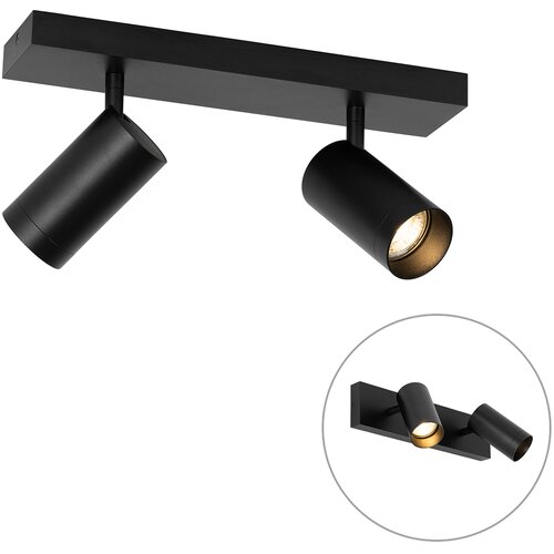 QAZQA Moderni stropni reflektor črn nastavljiv 2 luči - Jeana Luxe Cene