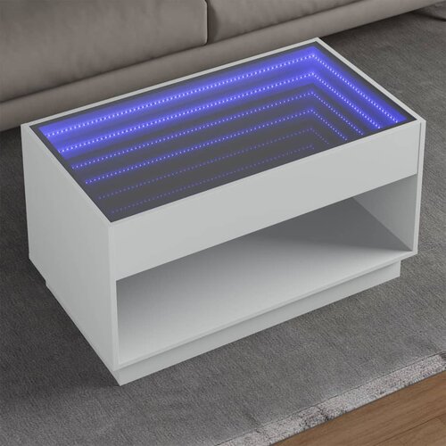 vidaXL Stolić za kavu s beskonačnim LED svjetlima bijeli 90x50x50 cm Cijene