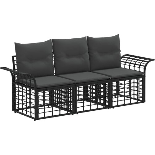  Set vanjskih sofa 3 pcs Crna i tamno siva Poliester Cene