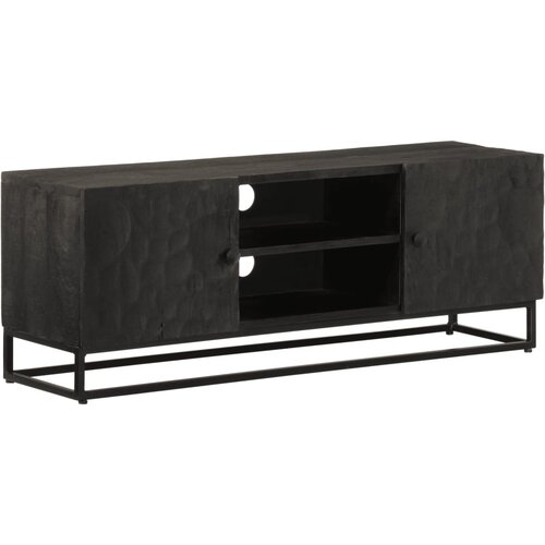 VidaXL TV ormarić crni 110x30x40 cm od masivnog drva manga i željeza Slike