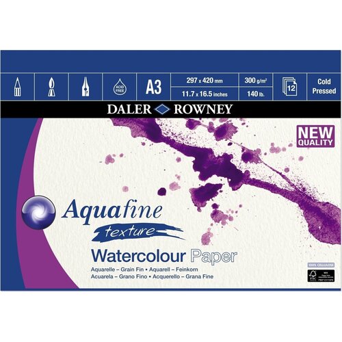 DALER ROWNEY Aquafine Texture Watercolour Paper Aquafine A3 300 g Skicirka Slike