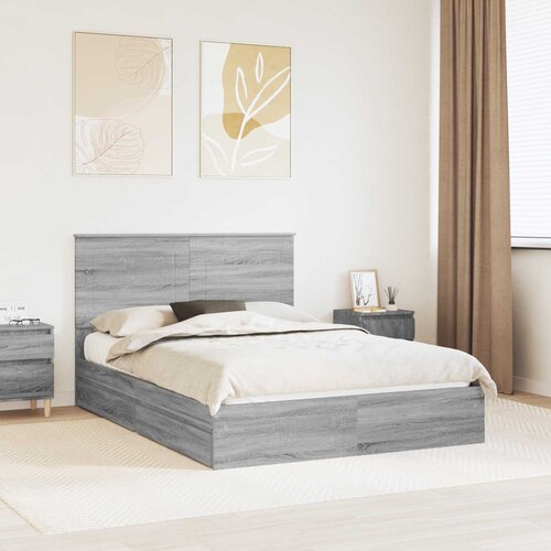 vidaXL Konstrukcija postelje Siva Sonoma 140 x 200 cm Konstruiran les Cene