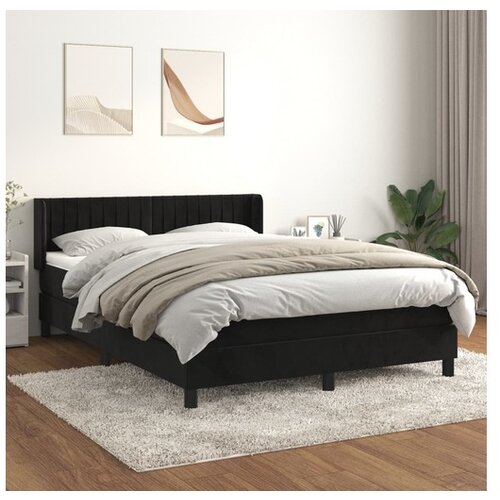  Box spring posteljni z vzmetnico črn 140x190 cm žamet Cene