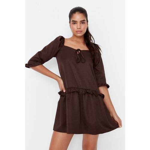 Trendyol Brown Frilly Dress Slike