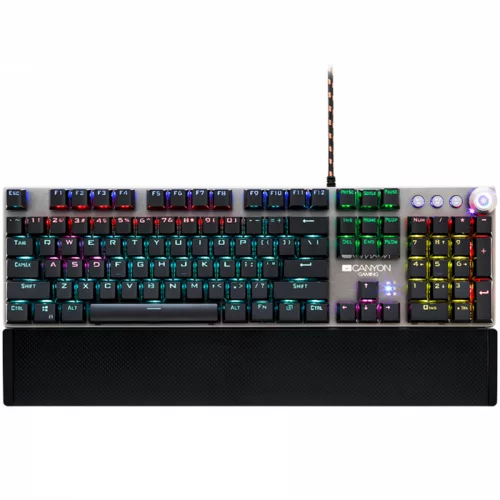 Canyon Nightfall GK-7, Wired Gaming Keyboard,Black 104 mechanical switches,60 million times key life, 22 types of lights,Removab