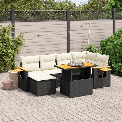 vidaXL 7-dijelni set vrtnih sofa od poliratana s jastucima crni Cijene