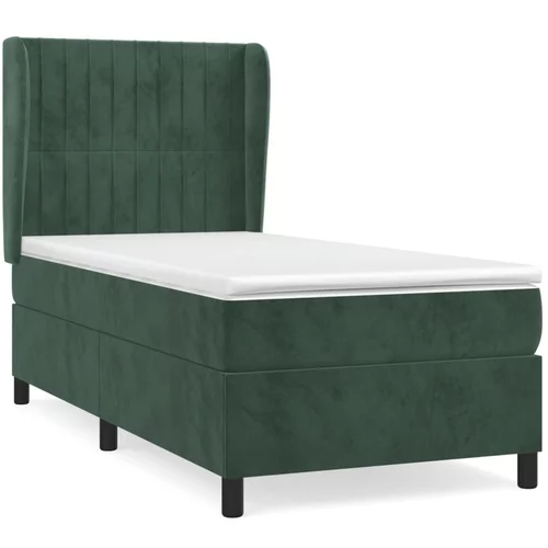 vidaXL Box spring postelja z vzmetnico temno zelena 80x200 cm žamet, (20900576)