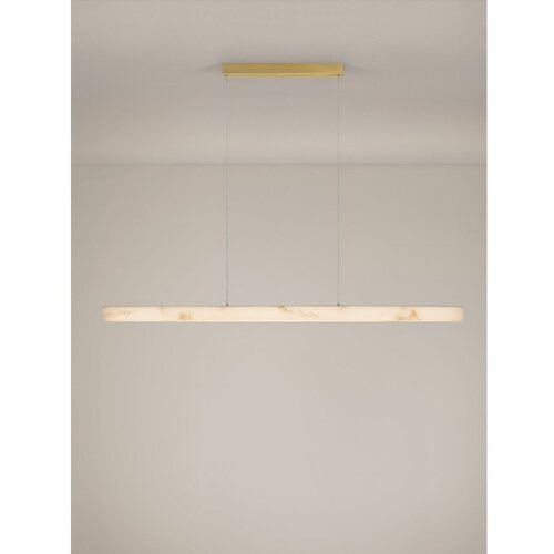 Nova Luce Bela/medeninasta LED zatemnitvena viseča svetilka v kamnitem dekorju Vaster &amp;ndash; Slike