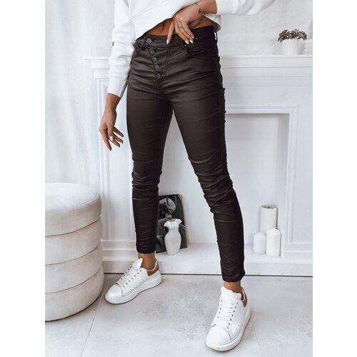 DStreet Women&amp;#039;s waxed trousers KARLA, dark brown, Slike
