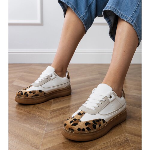 Gemre White sneakers with leopard print detail Meril Cene