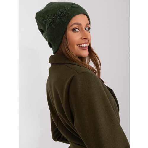 Fashion Hunters Dark green women's knitted beanie Slike