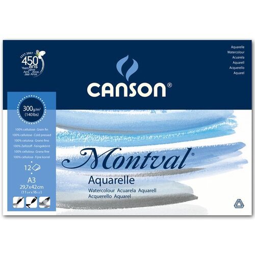Canson Blok akvarelni Montval A3 12 fg. 300 g GF, 12 listni; Cold Pressed, (22005326) Cene