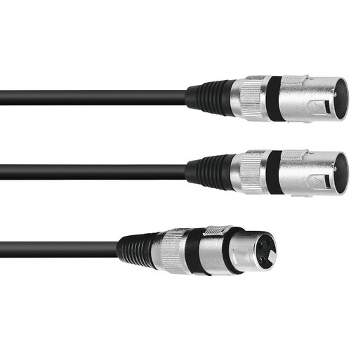 Omnitronic 30225206 XLR adapterski kabel [1x XLR vtičnica 3-polna - 2x XLR vtič 3-polni] 3.00 m črna, (20428012) Cene