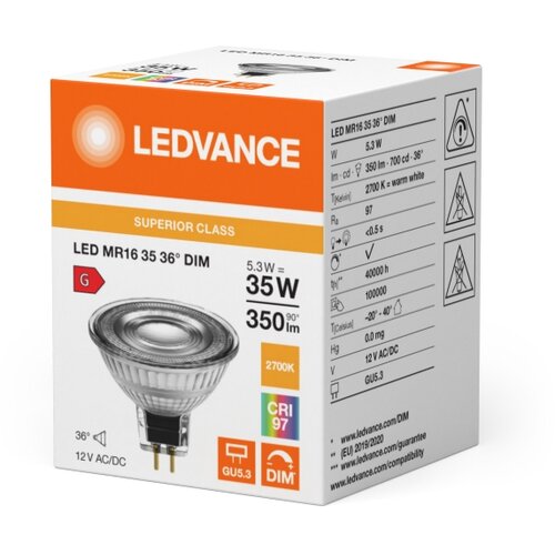  LED prigu&amp;scaron;iva reflektorska sijalica MR16 GU5,3/5,3W/12V 2700K 36&amp;deg; CRI 97 - Ledvance Slike