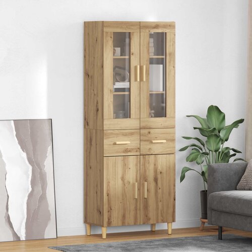 vidaXL Visok predalnik Umetni hrast 69,5 x 34 x 180 cm Konstruiran les Cene