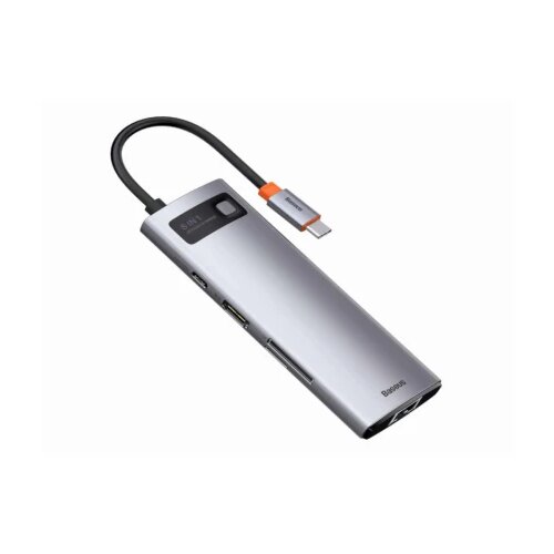 Baseus priključna stanica 8 u 1/Multifunkcionalna/Type-C to hdmi+usb 3.0+PD+RJ45+SD/TF/siva Slike