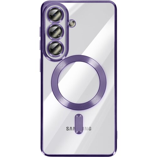 AVIZAR Mehko ohišje MagSafe za Galaxy S26, odporno na udarce, s kromiranim robom, Vijolična, (5000189241) Cene