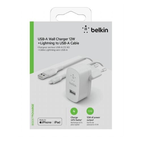 Belkin 220v USB-A POLNILEC 12W +Lightning kabel priložen WCA002vf1MWH Cene