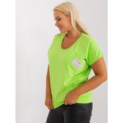 Fashion Hunters Light green cotton blouse of larger size with short sleeves Slike
