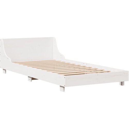 vidaXL Posteljni okvir z vzglavjem bel 100x200 cm trdna borovina, (21273466) Cene