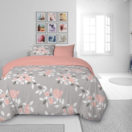 Svilanit pamučno-satenska posteljina jenna 140x200 sivo-roze Slike