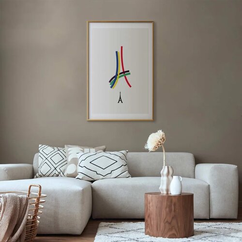  Plakat - Eiffel Tower - Colored Graphic - Abstraction 21x30 Zlatni okvir s margom Cene