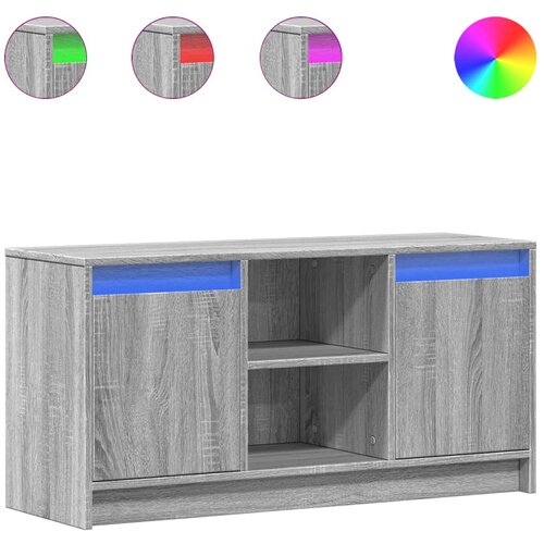  TV ormarić s LED svjetlima boja hrasta 100x34x50 cm drveni Siva Slike