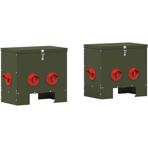 vidaXL Hranilnik za pi&scaron;čance 2 pcs Oljčno zelena 40,5 x 25 x 38 cm, (5000221451) Cene