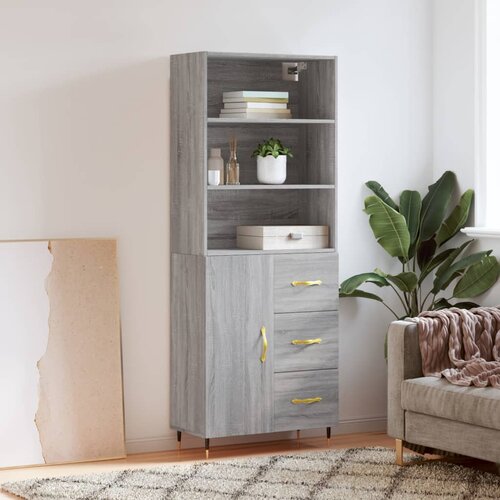  Visoka komoda siva sonome 69,5x34x180 cm od konstruiranog drva Slike