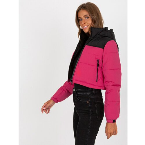 Fashion Hunters Black and red short winter jacket with quilting Slike
