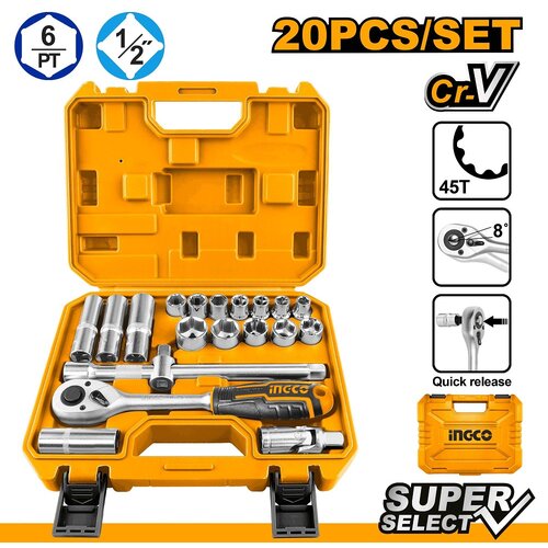 Ingco 20-dijelni set gedora 1/2&amp;Prime; HKTS12201 Slike