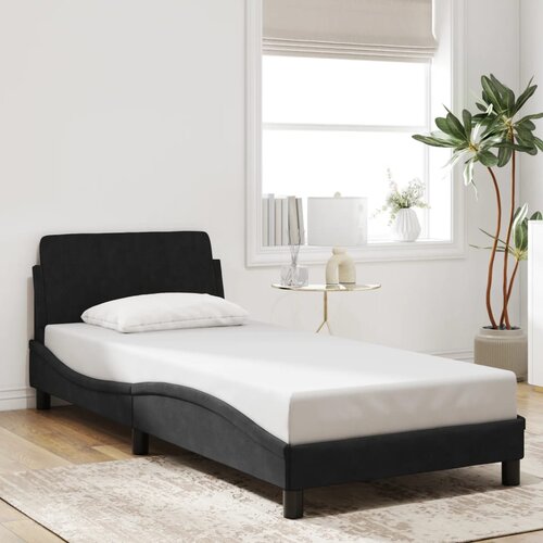 Furnova Posteljni okvir z vzglavjem brez vzmetnice črn 90x200 cm žamet, (21933980) Slike