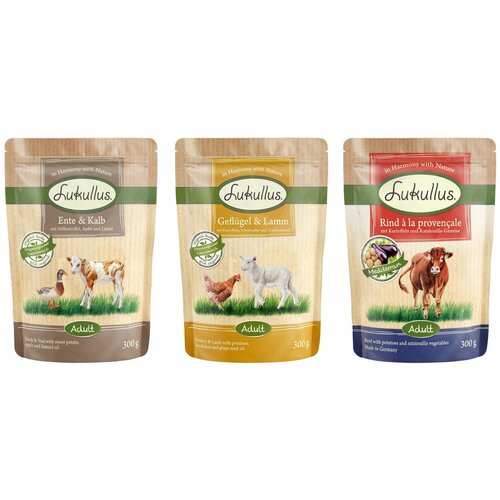  Varčno pakiranje Lukullus vrečke 24 x 300 g - Me&scaron;an brezžitni paket Cijene