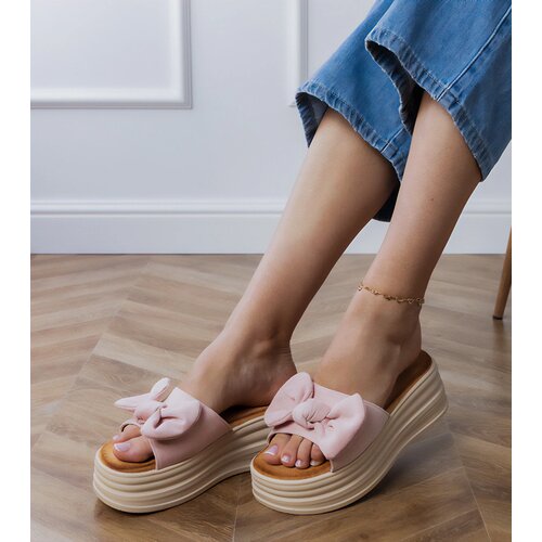 Gemre Pink platform flip-flops with a bow Ados Cene