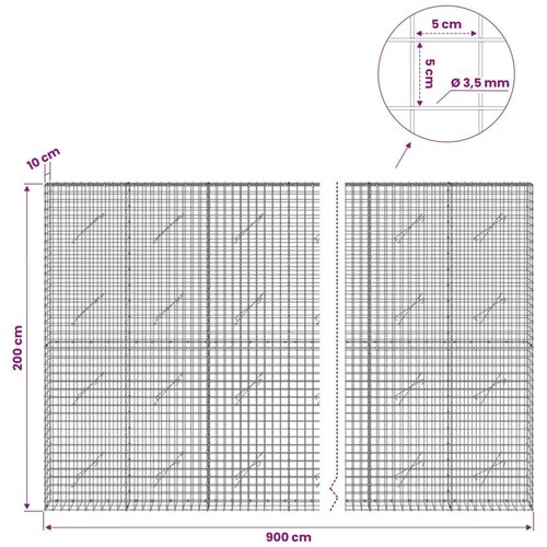  Gabion s žicom debljine 3 5 mm i mrežom 5x5 cm 900x10x200 cm - 10 cm 200 cm 900 cm Slike