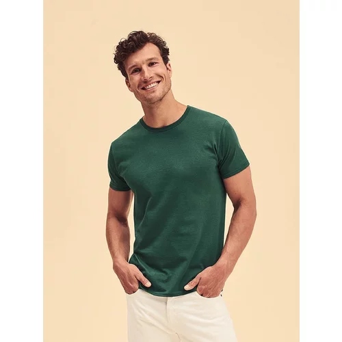 Fruit Of The Loom Green men's t-shirt in combed cotton Iconic with sleeve
