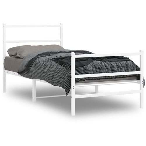 VidaXL Metalni okvir kreveta s uzglavljem i podnožjem bijeli 90x190 cm Slike