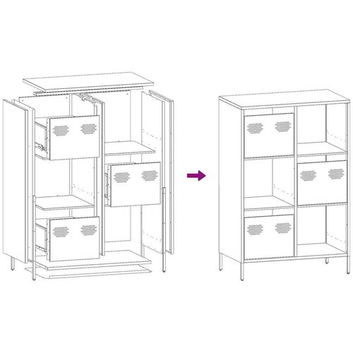 Visoka omara - Komoda - Predalnik bela 68x39x103,5 cm jeklo, (21717263) Slike